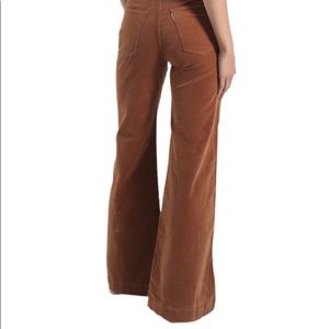 Anthro wide flare leg cognac corduroy pants